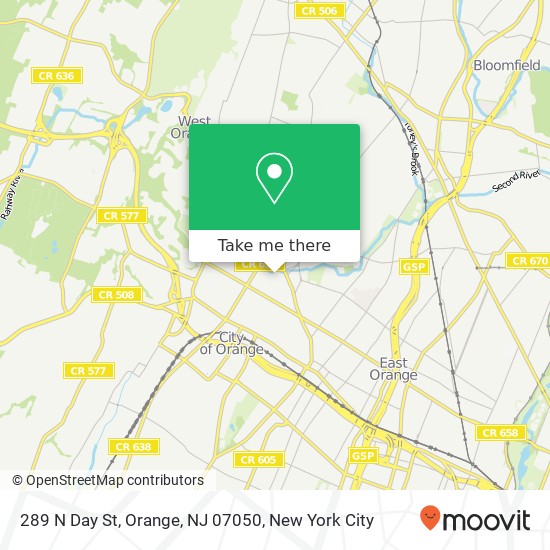Mapa de 289 N Day St, Orange, NJ 07050