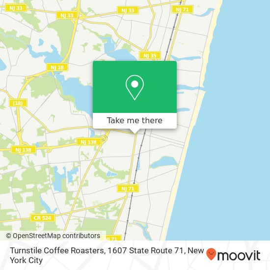 Mapa de Turnstile Coffee Roasters, 1607 State Route 71