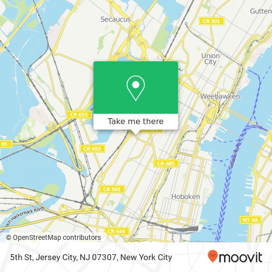 Mapa de 5th St, Jersey City, NJ 07307