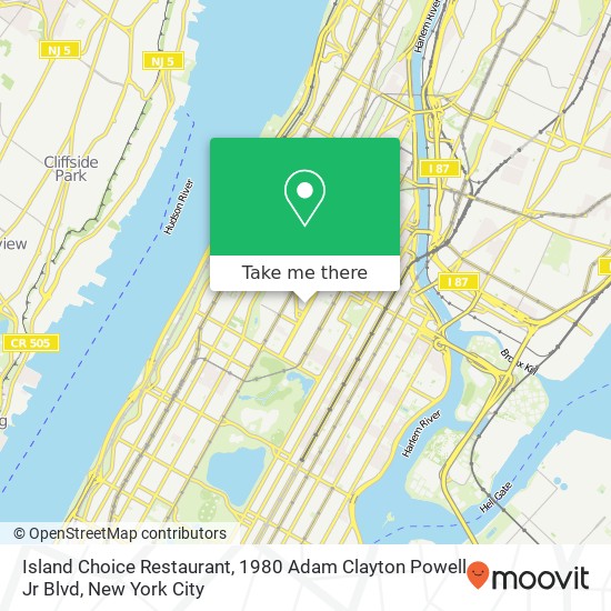 Island Choice Restaurant, 1980 Adam Clayton Powell Jr Blvd map