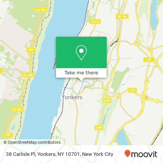 38 Carlisle Pl, Yonkers, NY 10701 map