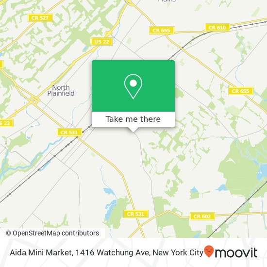 Mapa de Aida Mini Market, 1416 Watchung Ave