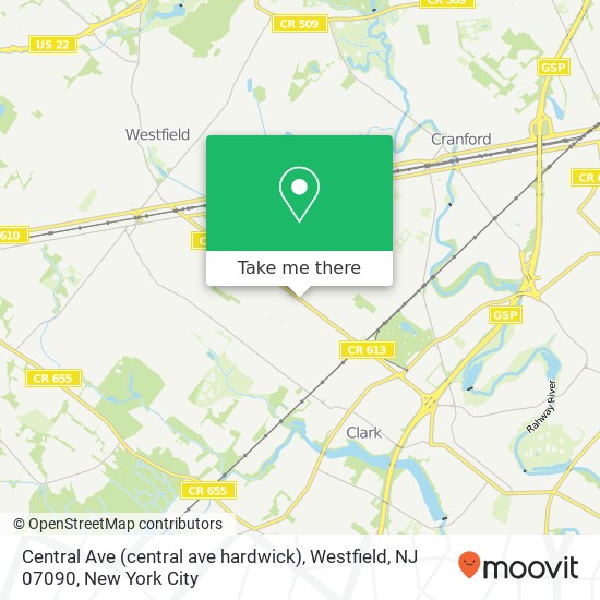Central Ave (central ave hardwick), Westfield, NJ 07090 map