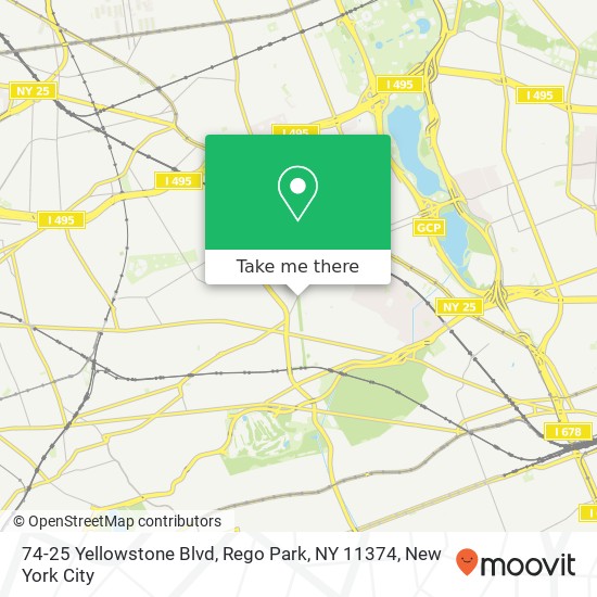 Mapa de 74-25 Yellowstone Blvd, Rego Park, NY 11374