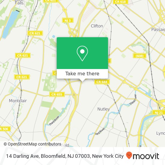 Mapa de 14 Darling Ave, Bloomfield, NJ 07003