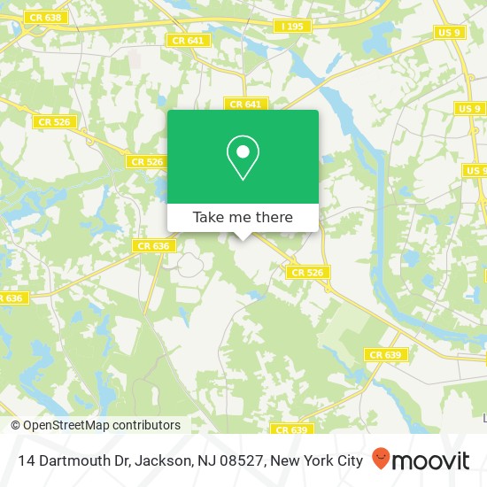 Mapa de 14 Dartmouth Dr, Jackson, NJ 08527