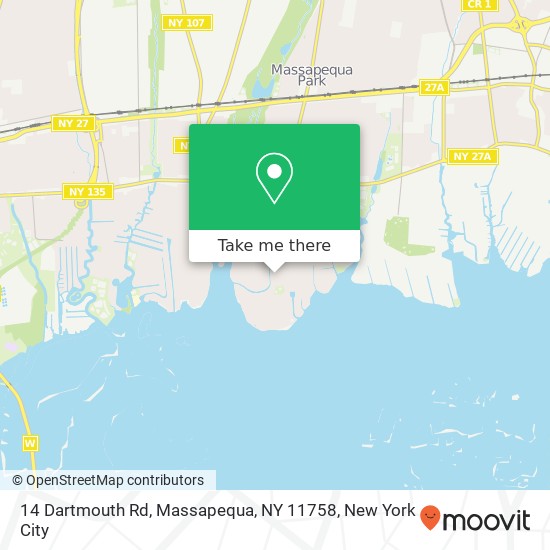 Mapa de 14 Dartmouth Rd, Massapequa, NY 11758