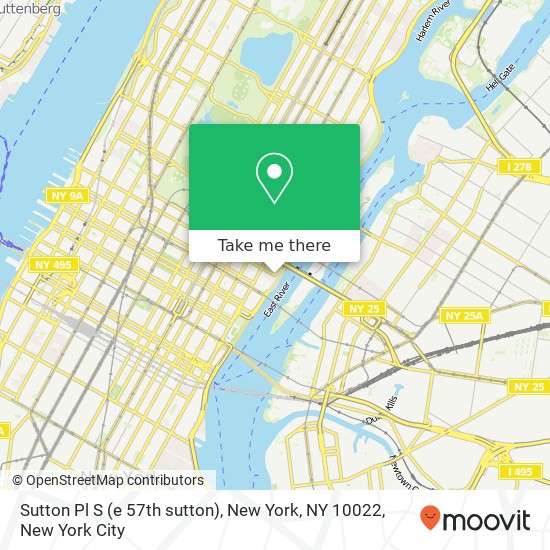 Mapa de Sutton Pl S (e 57th sutton), New York, NY 10022