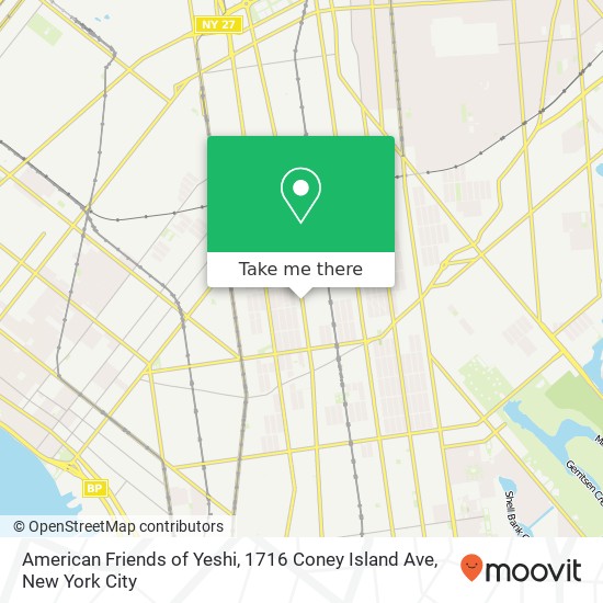 American Friends of Yeshi, 1716 Coney Island Ave map