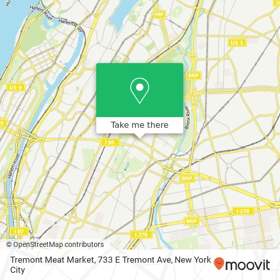 Mapa de Tremont Meat Market, 733 E Tremont Ave