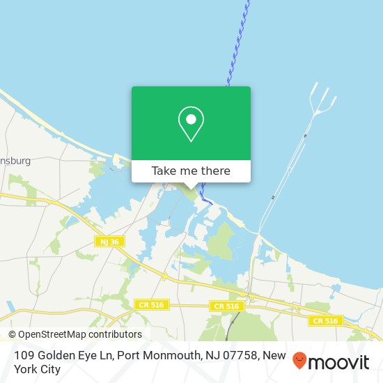 Mapa de 109 Golden Eye Ln, Port Monmouth, NJ 07758