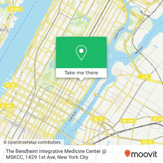 Mapa de The Bendheim Integrative Medicine Center @ MSKCC, 1429 1st Ave