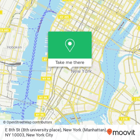 E 8th St (8th university place), New York (Manhattan), NY 10003 map
