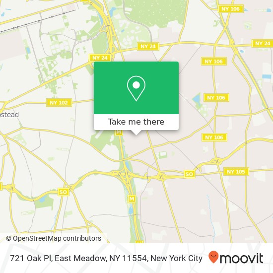 Mapa de 721 Oak Pl, East Meadow, NY 11554
