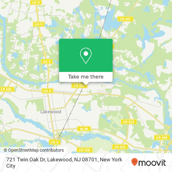 Mapa de 721 Twin Oak Dr, Lakewood, NJ 08701