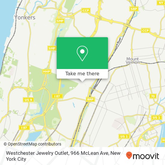 Mapa de Westchester Jewelry Outlet, 966 McLean Ave