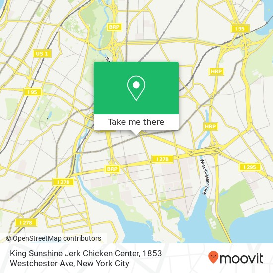 King Sunshine Jerk Chicken Center, 1853 Westchester Ave map