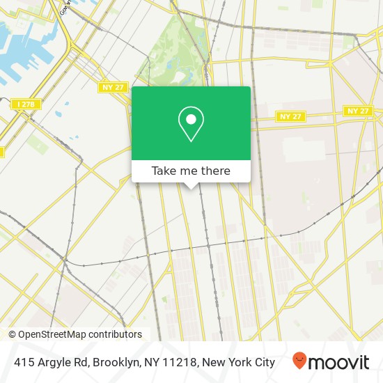 Mapa de 415 Argyle Rd, Brooklyn, NY 11218