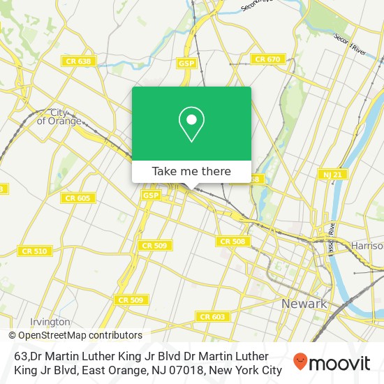 63,Dr Martin Luther King Jr Blvd Dr Martin Luther King Jr Blvd, East Orange, NJ 07018 map
