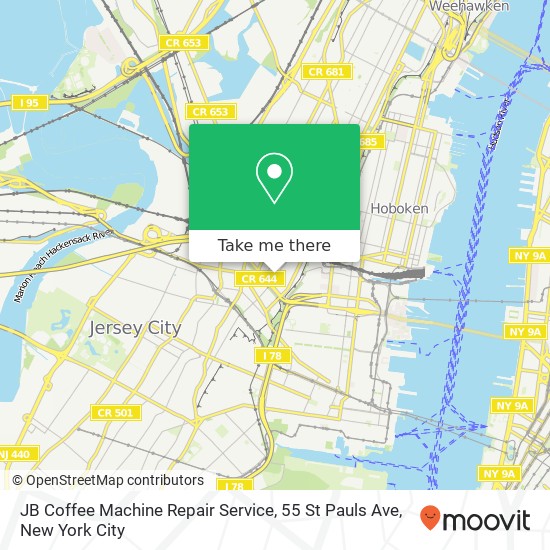 Mapa de JB Coffee Machine Repair Service, 55 St Pauls Ave