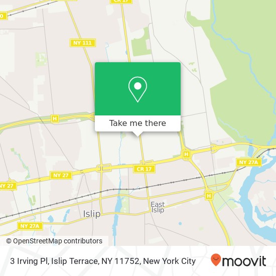Mapa de 3 Irving Pl, Islip Terrace, NY 11752