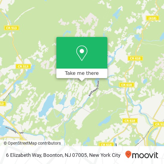 Mapa de 6 Elizabeth Way, Boonton, NJ 07005