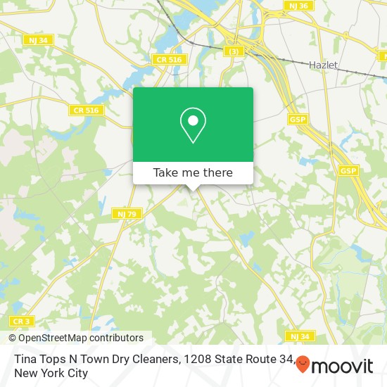 Mapa de Tina Tops N Town Dry Cleaners, 1208 State Route 34