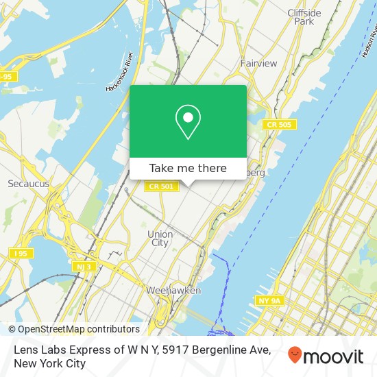 Mapa de Lens Labs Express of W N Y, 5917 Bergenline Ave