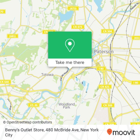 Mapa de Benny's Outlet Store, 480 McBride Ave