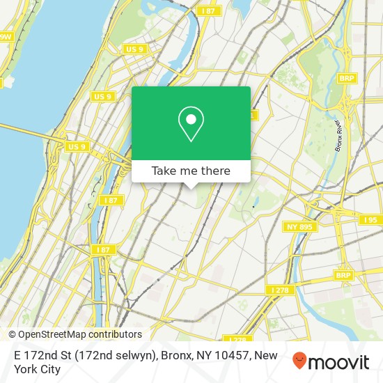 Mapa de E 172nd St (172nd selwyn), Bronx, NY 10457