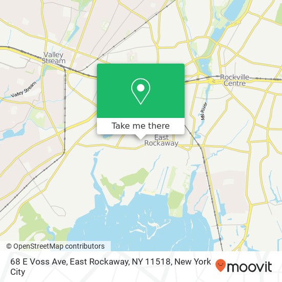 Mapa de 68 E Voss Ave, East Rockaway, NY 11518