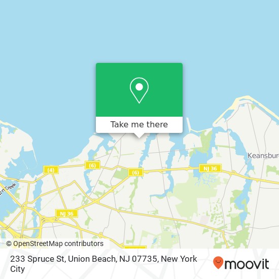 Mapa de 233 Spruce St, Union Beach, NJ 07735