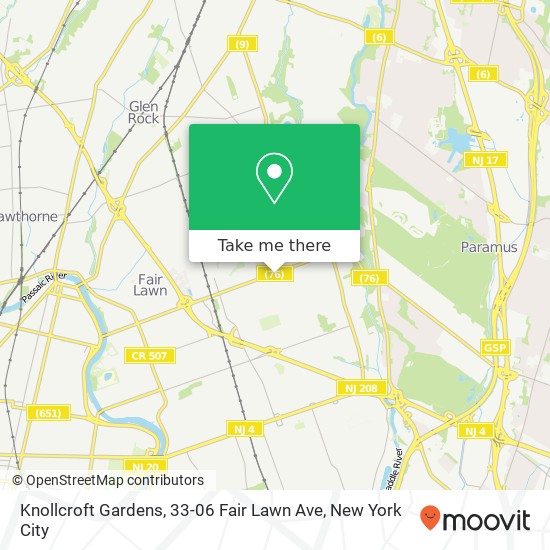 Mapa de Knollcroft Gardens, 33-06 Fair Lawn Ave