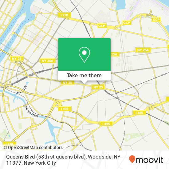 Mapa de Queens Blvd (58th st queens blvd), Woodside, NY 11377