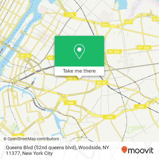 Mapa de Queens Blvd (52nd queens blvd), Woodside, NY 11377