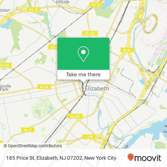 Mapa de 185 Price St, Elizabeth, NJ 07202