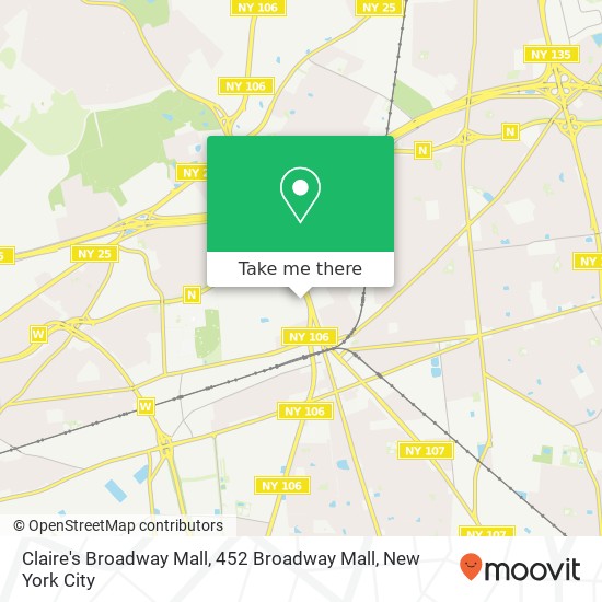 Mapa de Claire's Broadway Mall, 452 Broadway Mall