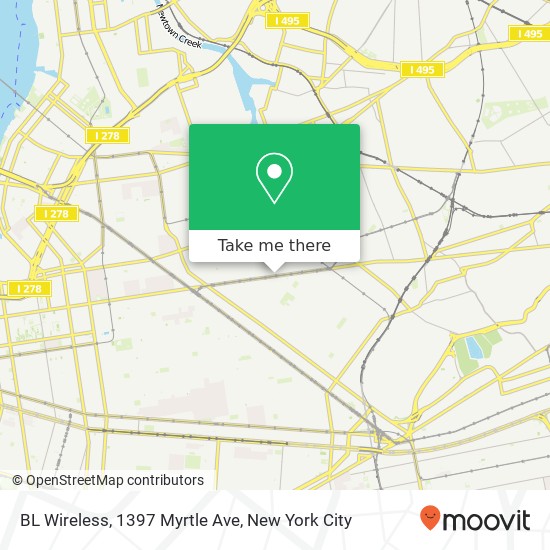 Mapa de BL Wireless, 1397 Myrtle Ave