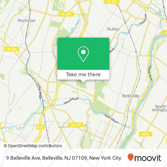 Mapa de 9 Belleville Ave, Belleville, NJ 07109