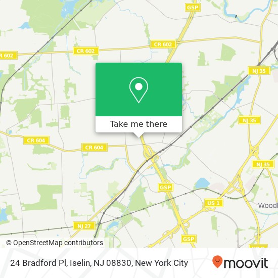 Mapa de 24 Bradford Pl, Iselin, NJ 08830