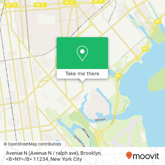 Mapa de Avenue N (Avenue N / ralph ave), Brooklyn, <B>NY< / B> 11234