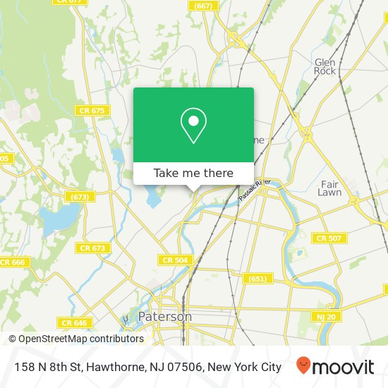 Mapa de 158 N 8th St, Hawthorne, NJ 07506