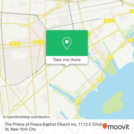 Mapa de The Prince of Peace Baptist Church Inc, 1172 E 92nd St