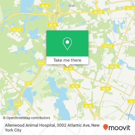 Mapa de Allenwood Animal Hospital, 3002 Atlantic Ave