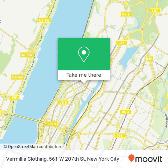 Mapa de Vermillia Clothing, 561 W 207th St
