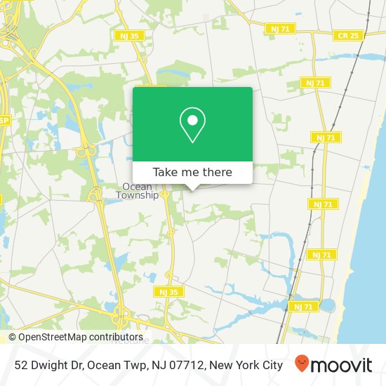 Mapa de 52 Dwight Dr, Ocean Twp, NJ 07712