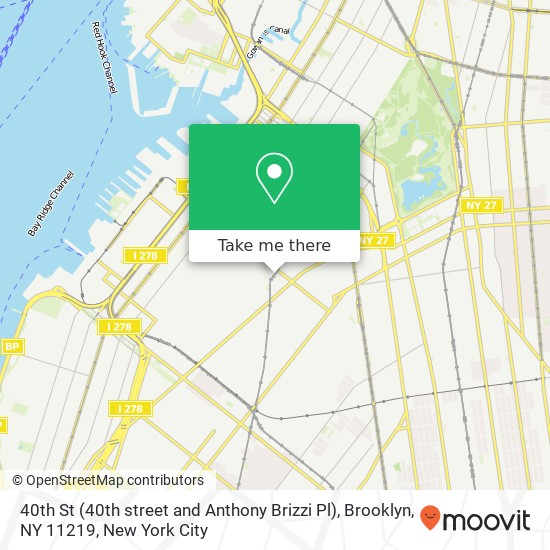 Mapa de 40th St (40th street and Anthony Brizzi Pl), Brooklyn, NY 11219