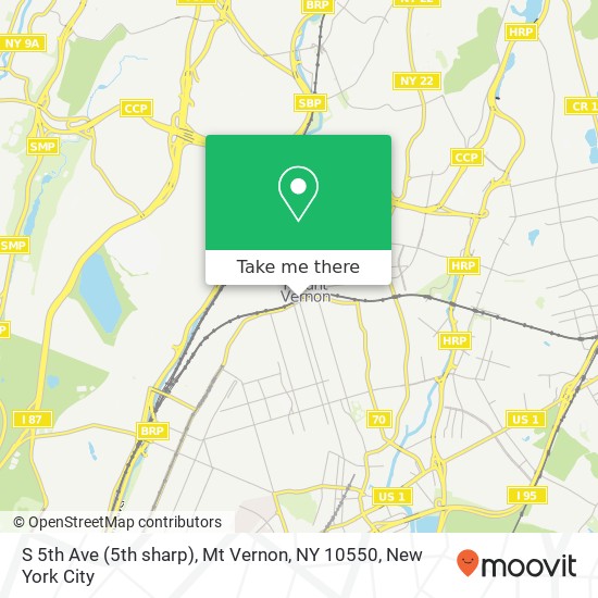 Mapa de S 5th Ave (5th sharp), Mt Vernon, NY 10550