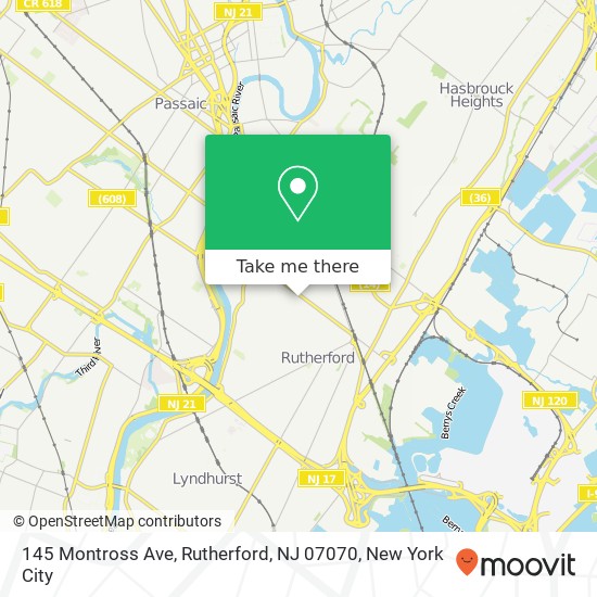 Mapa de 145 Montross Ave, Rutherford, NJ 07070