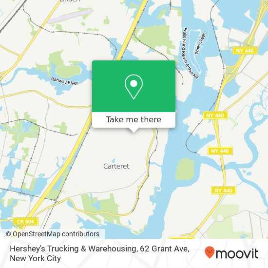 Mapa de Hershey's Trucking & Warehousing, 62 Grant Ave